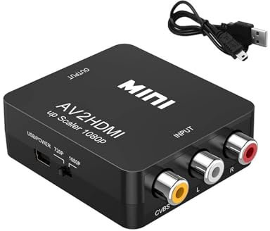 Vancle RCA to HDMI 1080P Converter - compatible with PS1, PS2, Wii, SNES, N64, Xbox, DVD, VHS, VCR - AV to HDMI Converter, Supports PAL/NTSC - 1080P Output with USB power cable