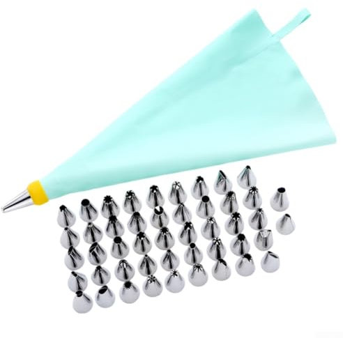 Essential 5026PCS - Attrezzatura per tubazioni con sacchetti in silicone e punte decorative (50 pezzi)