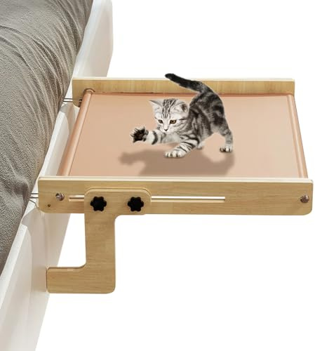 Gatos Asiento, Lugar de descanso de madera sin taladrar para gatitos, cama interior para gatos, para dueños de mascotas, apartamento, oficina, dormitorio, balcón, zona de descanso, cajones
