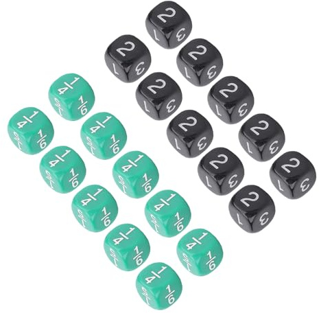 Bnineteenteam Tärningsset 20st 6-sidig Plast Svart Grön Speltärningar för Brädspel Matematikaktiviteter Lärande Kul