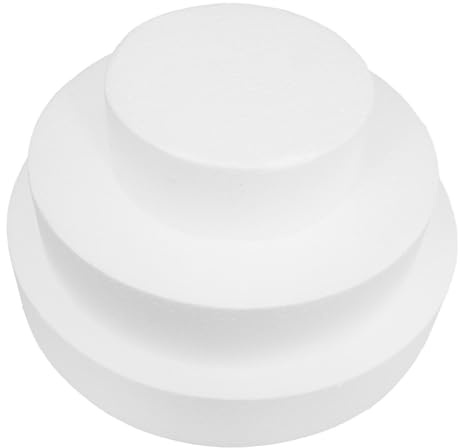 FAVOMOTO 3-Tier Round Foam Cake Dummies Set White Foam Cake Practice Model 15cm 25cm 30cm Discs DIY Wedding Shower Birthday Party Supplies