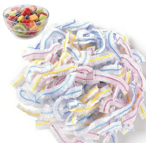 Colorful Stretch Food Covers, Plate Cover, Elastic Plastic Bowl Lids | Versatile Universal Bowl Covers for Food Storage, Food Covers Plastic Stretch for Fruits, Vegetables, Meat & More (100)