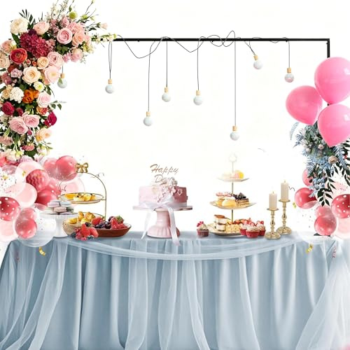 Gxdamxz Barra Decorativa para Mesa Extensible con Abrazaderas, Soporte de Arco de Metal para Mesa para Bodas, Longitud 80cm-250cm, Fiestas