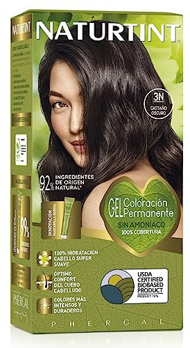Naturtint | Colorazione senza ammoniaca | Copertura dei capelli grigi al 100% | Ingredienti vegetali | Colore naturale e di lunga durata | 3N Marrone Scuro | 170ml