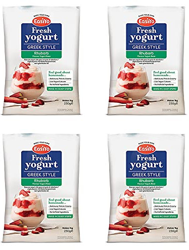 EasiYo Greek Style Rhubarb Yogurt Mix Sachets, 4 x 230g - Each Makes 1kg