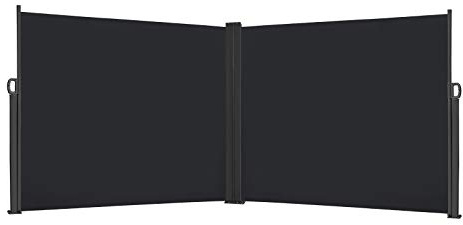 UISEBRT Doble Toldo Lateral Retractil Exterior para Balcón, Terraza, Jardín, 180 x 600 cm, Antracita