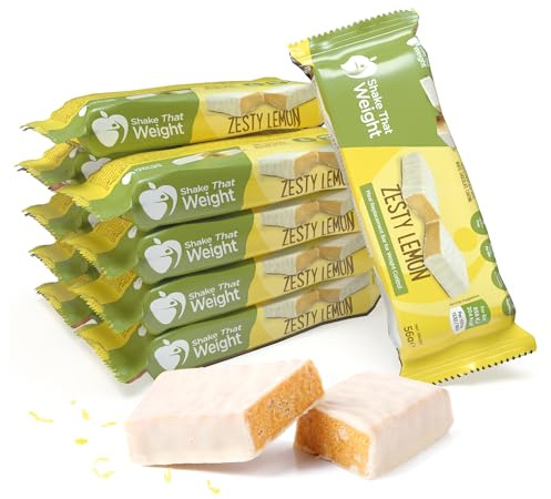 Shake That Weight Lemon Meal Bars - 10 Meals, 14g Protein, Gluten-Free, Low Sugar Meal Replacement Bars for Weight Loss, High Fibre, Vegetarian