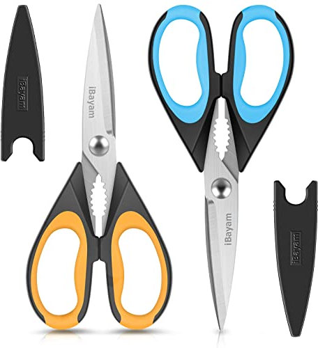 Kitchen Shears, Heavy Duty Kitchen Scissors, 2-Pack 9 Inch Dishwasher Safe Food Scissors, Multipurpose Stainless Steel Sharp Cooking Scissors for Chicken, Poultry, Fish, Meat, Herbs
