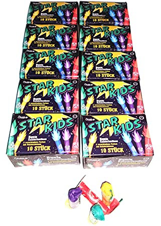 vama Funke Star Kids kleine Knisterfontänen mit farbigen Flammen und ökologischem Pappfuß (10 Packungen)