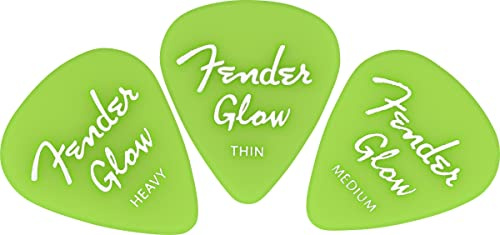 Fender® »GLOW IN THE DARK - 351 PICK MIX« Médiators pour guitare - 12 Pièces/Mix - Thin/Medium/Heavy