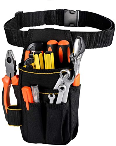 Borsa multifunzione per attrezzi da elettricista, con tessuto Oxford portatile, regolabile, per elettricisti, falegnami, giardinieri (900D), 1 pezzo (nero)