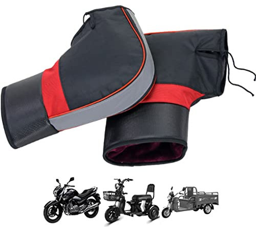 YJZQ Oxford Motorcycle Handlebar Mittens Thickened Fleece Waterproof Windproof Thermal Scooter Motorbike Handle Warmers Handlebar Muff Cover Gloves