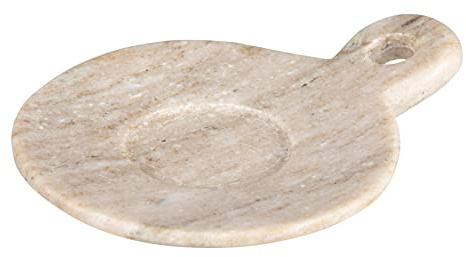 Creative Co-Op Hand-Carved Marble Dish with Handle, Beige