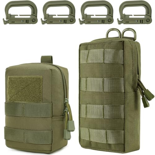 MUCHER 2 Pack Molle Tasche Taktische Hüfttaschen EDC Utility Bauchtasche Hüfttasche mit 4 Haken Rucksack-Zusatztaschen für Outdoor Wandern Jagdcamping Training