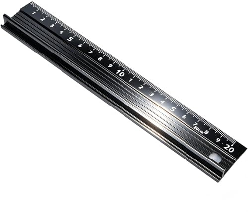 Cutting Ruler, Non-Slip Cutting Ruler Safety Ruler with Protector L-Type Aluminum Measuring Tools Hardware Accessories for Length Measurement Straight Cutting Home DIY(45cm)