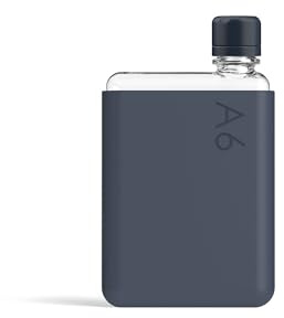memobottle A6 (Midnight Blue) Bundle - 12oz (375ml) - Bottle, silicone sleeve & lid | Compact Water Bottle For Bags & Small Pockets | BPA Free Tritan | Modern, Minimalist | For Gym & Work