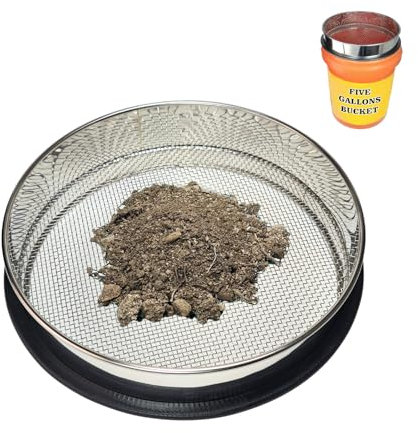 Upgraded Soil Sifter, 11 Inch (1/8'' Mesh Screen) Dirt Sifter Thickened Stainless Steel Garden Sieve for Compost Sand and Rocks Suitable for 5 Gallon Bucket