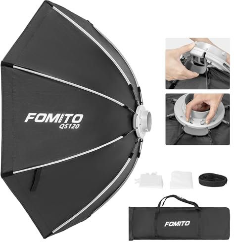 FOMITO 47.2/120cm Octagonal Softbox Quick Release Photography Light Diffuser with Bowens Speedring Mount Beam Grid for Monolight Photo Studio Strobe Lighting