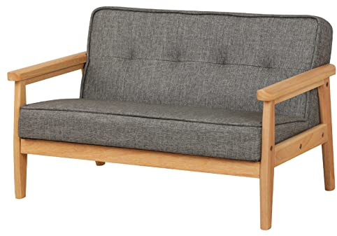 DGBAOBEI Kids Sofa Couch,PVC Leather Toddler Armhair Couch,Wooden Frame Legs 2 Seater Childrens Sofas for Boys and Girls (Dark Grey)