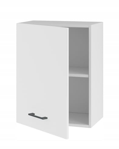 Laclar Hängendes Küchenregal mit Tür, 45 cm – Kompakte Oberschrank mit Stauraum - einfach zu montieren - Universalfront - Robustes Material - ideal für kleine und große Küchen (Weiß Matt)