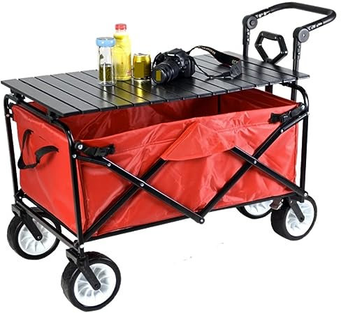 Faltbar Handwagen Bollerwagen Transportwagen Klappbarer Mehrzweckwagen Für Den Außenbereich, Zusammenklappbarer Wagenwagen, Mehrzweck-Gartenwagen Mit Tisch-Campingwagen Auf Rädern Faltbollerwagen Falt