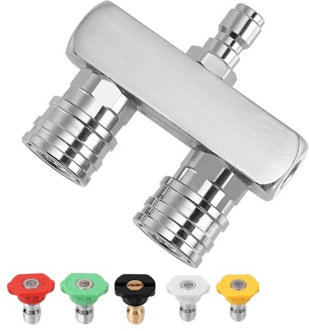 YUET Pressure Washer Accessories Dual Turbo Nozzle, 1/4 Inch 5000 PSI Spray Turbo Nozzle Gun 1/4 Quick Connect, with 5 Pack Pressure Washer Cleaner Gun Spray Nozzles Tips