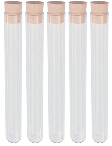 Tubes à essai verre transparent 72 ml - Ø 22 mm avec bouchon en liège lot de 5