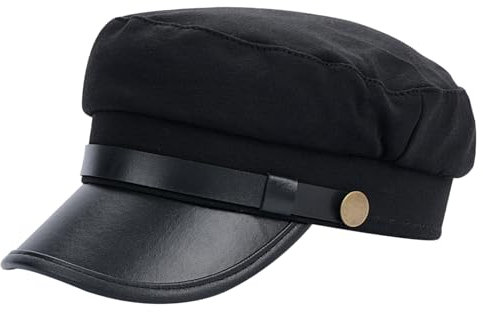Grtheenumb Chauffeur Hut für Männer Frauen stilvoller Kapitän Hut Stylischer Zeitungsboy Cap Vintage Pilot Hut für alltägliche Kleidung und gäßere Schwarze Chauffeur Hut für Frauen