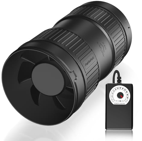 FanGoFast Estrattore Aria 100 mm, 221m³/h Ventola Aspirazione Regolabile con Controllore di Velocità Variabile per Bagno Cucina Garage Tenda Serra