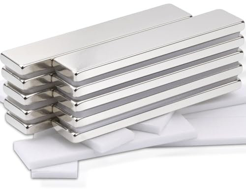 10Piezas Imanes de Neodimio 50x10x3 mm Rectángulo Imán con Película Adhesiva, Imanes Adhesivos para Refrigerador, Cocinas,Oficinas, Pizarra Blanca, Bricolaje