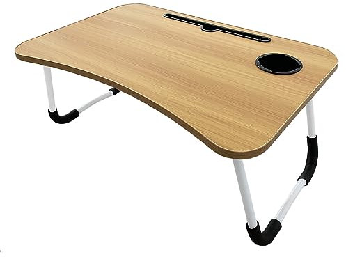 Acomoda Textil – Mesa Laptop Plegable de Madera para Ordenador Portátil en Sofá o Cama. Bandeja Auxiliar Multiusos para Desayuno, Leer o Trabajar 40x60x27 cm. (Madera)