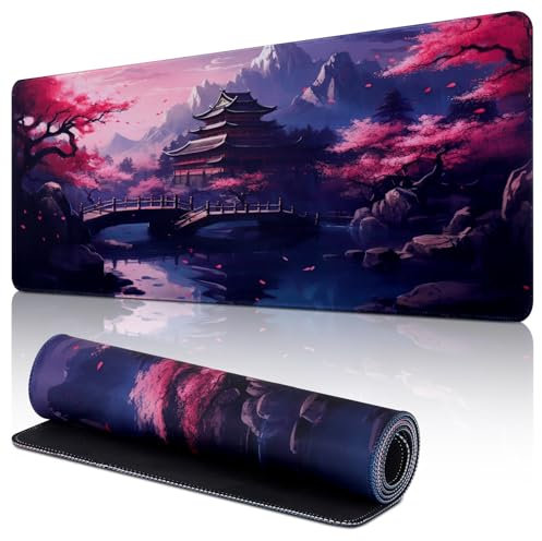 Yimomoyi Alfombrilla Ratón, XXL 800 x 300 mm Mouse Pad Grande Gaming, Alfombrilla Antideslizante,Tapete Escritorio con Bordes Cosidos, Desk Mat para Jugadores, PC, Oficina (E)