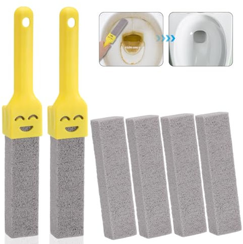 Zocipro 6Pcs Pietra Pomice per WC con 2 Manici, Pietra Pomice Sostituibile per WC, Pietra Naturale per la Pulizia del WC, Blocchetto per Pulire il Bagno, Piscina, Servizi Igienici