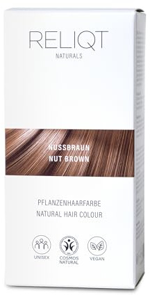 RELIQT Naturals - Pflanzenhaarfarbe Pulver Nussbraun 100% natürlich & permanent 100 g – Haarfarbe für gründliche Grauhaarabdeckung & gesunden Glanz – Naturkosmetik Haarfärbemittel zusatzstofffrei