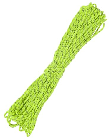 TIXIPEM 2 mm 66FT Reflective Guyline Camping Paracord [1PCS] - Guy Lines Ultralight Thin Cord Rope 3 Strands Paracord Use for Camping Tents & Tarps & Hiking - [Fluorescent Green]