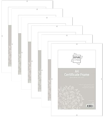 M1SS Set of 6 – A4 Frameless Picture Clip Frames – Clear Styrene Window with MDF Back – Wall Mount Photo Frame for Home, Office, Gallery, Posters, Paintings