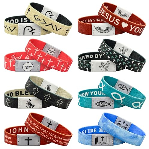 EYxsaxenk NFC Bible Verse Bracelet - 8Pcs Colorful Religious Daily Bible Verse Nfc Bracelet Set Inspirational Christian Friendship Accessory for Men Women Teen Birthday Jewelry Gift Easter Party Supply