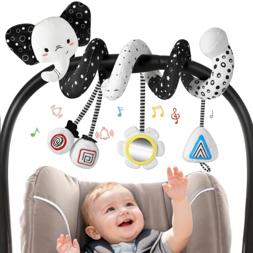 URMYWO Spirale Passeggino Neonato, Arco Giochi Neonato con attività Montessori Sensoriali, Pratico da Appendere a Passeggino Lettino e Seggiolino, Idea Regalo per Sviluppare Motricità 0-6 Mesi