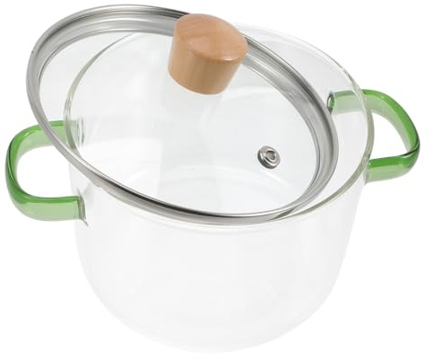 Ipetboom Pentola da Cucina con Coperchio e Manici Doppi in Vetro Trasparente 1500 Ml, per Zuppa e Cottura Pasta