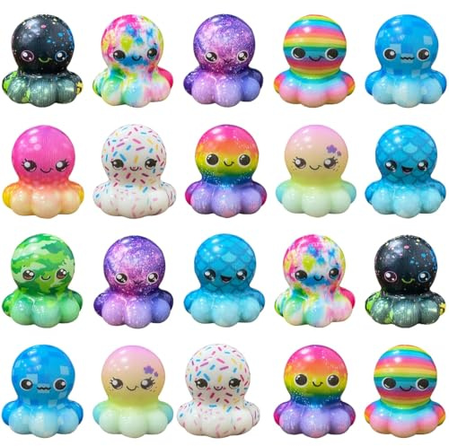 24 Pack Octopus Slow Squishy Toys Soft Stress Relief Fidgets Toys for Kids Boys Girls Party Favors Novelty Prizes