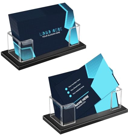 Dulynva 2 pcs cartes de visite en acrylique, porte-cartes de visite pour bureau, présentoir transparent pour cartes de visite Peut contenir 60 à 80 cartes pour le bureau, les stands d'exposition, les