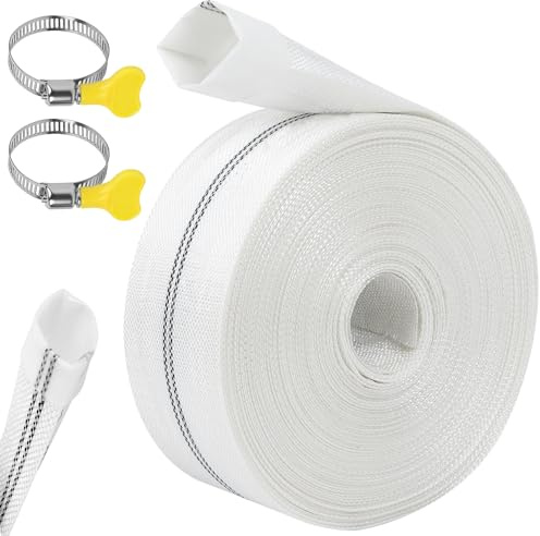 KOVSGQ Tuyau Refoulement 1 1/2 Tuyau Plat Tuyau En Tissu 38mm 10m Avec 2 Clips pour Pompes à Eau Submersibles Et Autres Bassin De Drainage Irrigation De Jardin Bain à Remous Piscine Ou Puisard