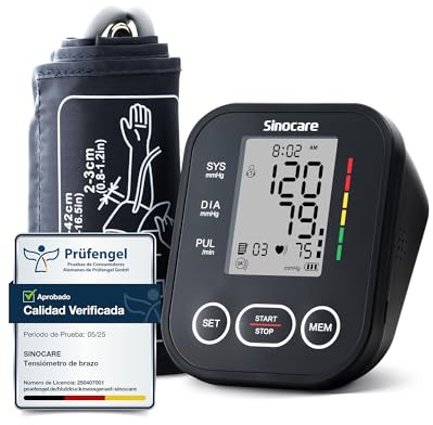 Sinocare Tensiómetro Brazo Digital 2 Usuarios 90 Mem Negro