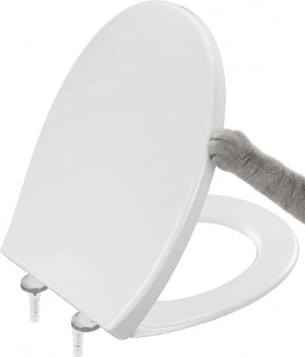 DERW Wrap Over Soft Close Toilet Seat White – Premium UF Heavy-Duty Antibacterial Loo seat with Quick-Release Adjustable Hinges – Easy Clean Universal Fit for Most Standard O-Shape Toilets