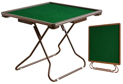 Fällbart Mahjong-bord, 4-spelare kortspelsbord med kopphållare och chipspår, slitstarkt skrivbord för Mahjong-, Poker- och Dominospel