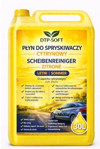 Scheibenreiniger 30L/30 liter Sommer - Scheibenwischwasser fertig gemischt mit Zitrone Duft - streifenfrei gegen Insekten Schmutz Pollen