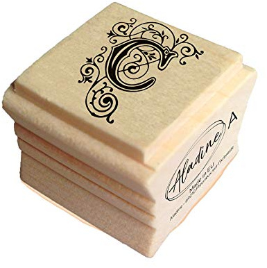 Aladine - Tampon Alphabet Arabesque - Support En bois - Scrapbooking et Carterie Créative - Lettre C