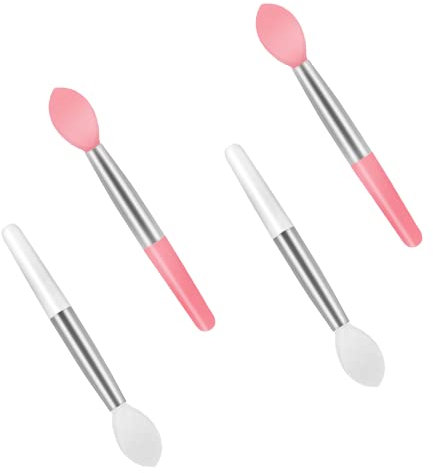 Pennello per labbra in silicone, 4 pezzi, applicatore per rossetto, pennello per trucco in silicone, mini brus, bastoncini per lucidalabbra, colore bianco