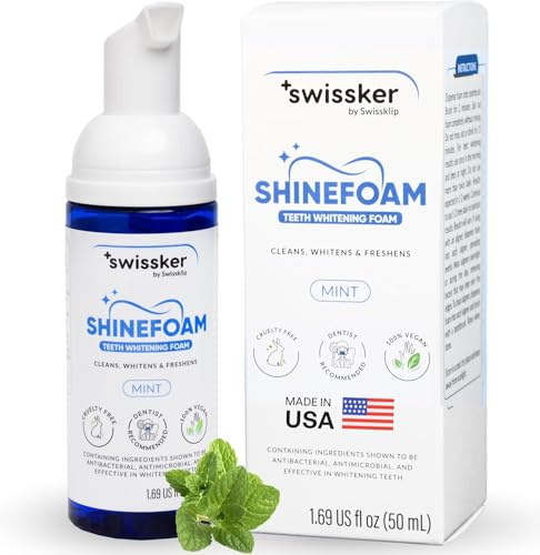 Swissker by Swissklip ShineFoam Professional Teeth Whitening Gel Foam - Toothpaste for Sensitive Teeth - Instant Whitening Kit - Mint 1.69oz - Made in USA - 1.69 oz - Pack 1