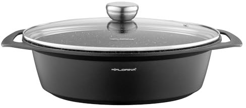 FLORINA Cocotte in Alluminio (3,8 l) I Pentola Ovale per Brasatura CHEF I Casseruola con Coperchio e Manici I Rivestimento Antiaderente I Adatta a Tutti i Tipi di Fornelli, Induzione e Forno